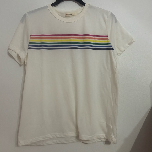 Marine Layer Rainbow Stripe Classic Tee Women’s Large – NWOT - Picture 2 of 8